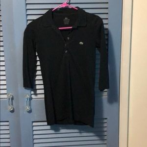 Lacoste 3/4 sleeve stretchy black polo
